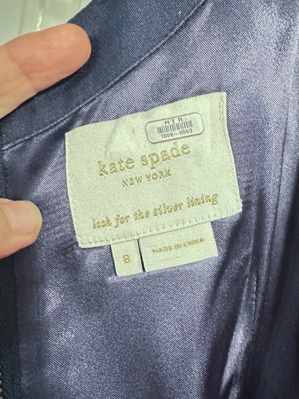 Kate Spade New York Jillian Dress Size 8 - Navy Silk - Worn Once - Picture 3 of 4